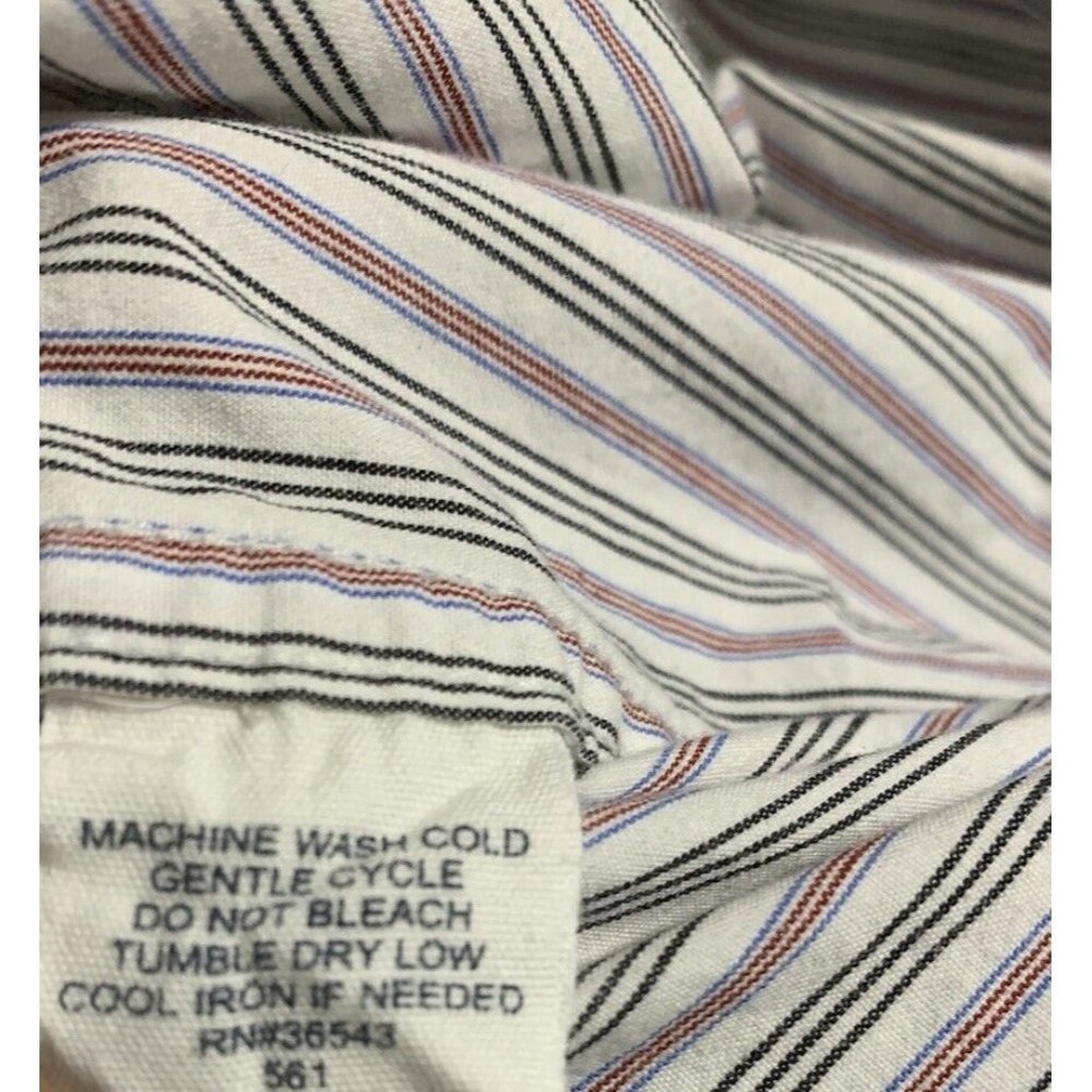 G.H. Bass & Co Mens Black Red White Striped Long Sleeve Button Down Shirt XL - Picture 5 of 5